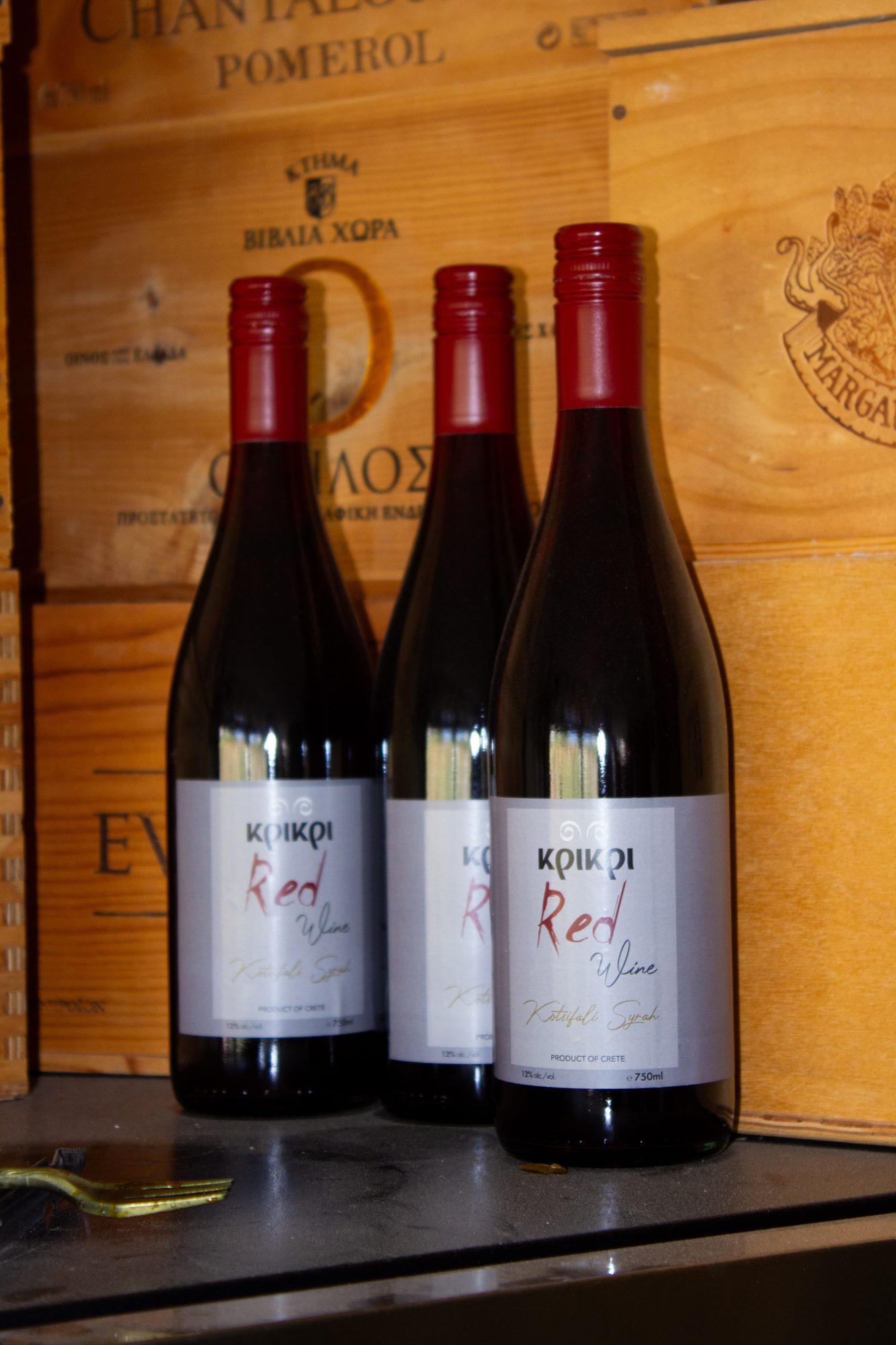 Bottles of the family's own wine